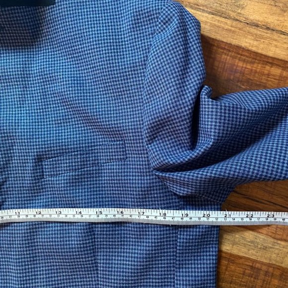 Blue Mini Check Wool Blazer [Venice Tailors] - Picture 7 of 8